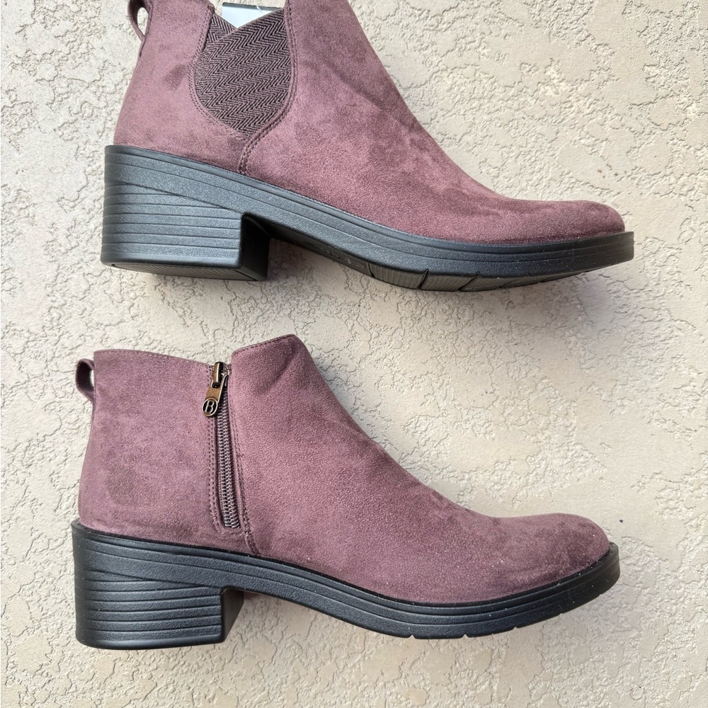 10 Women's Suede Ankle Boots - Plum - Picture 4 of 7